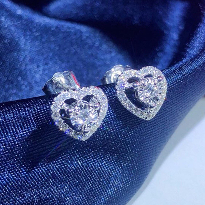 Luxury Cubic Zirconia Heart Earrings For Women High Quality Bridal Stud Earring For Wedding Fancy Love Gift Trend Jewelry