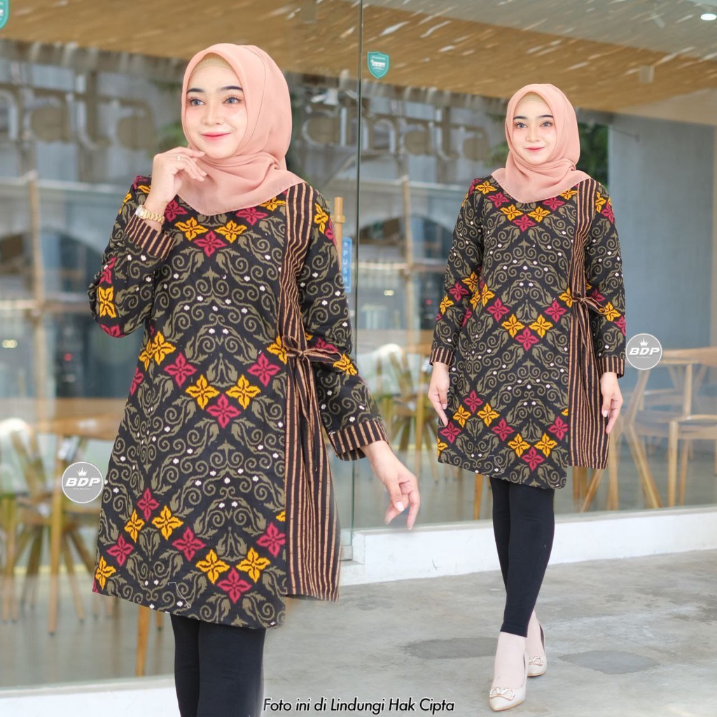 Tunik Batik Wanita Modern Atasan Batik Kerja Kantor Wanita