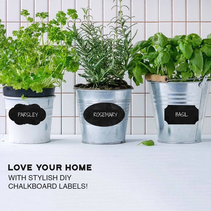 80pcs / set Stiker Papan Tulis Hitam 5x3.5cm Untuk Toples Dapur