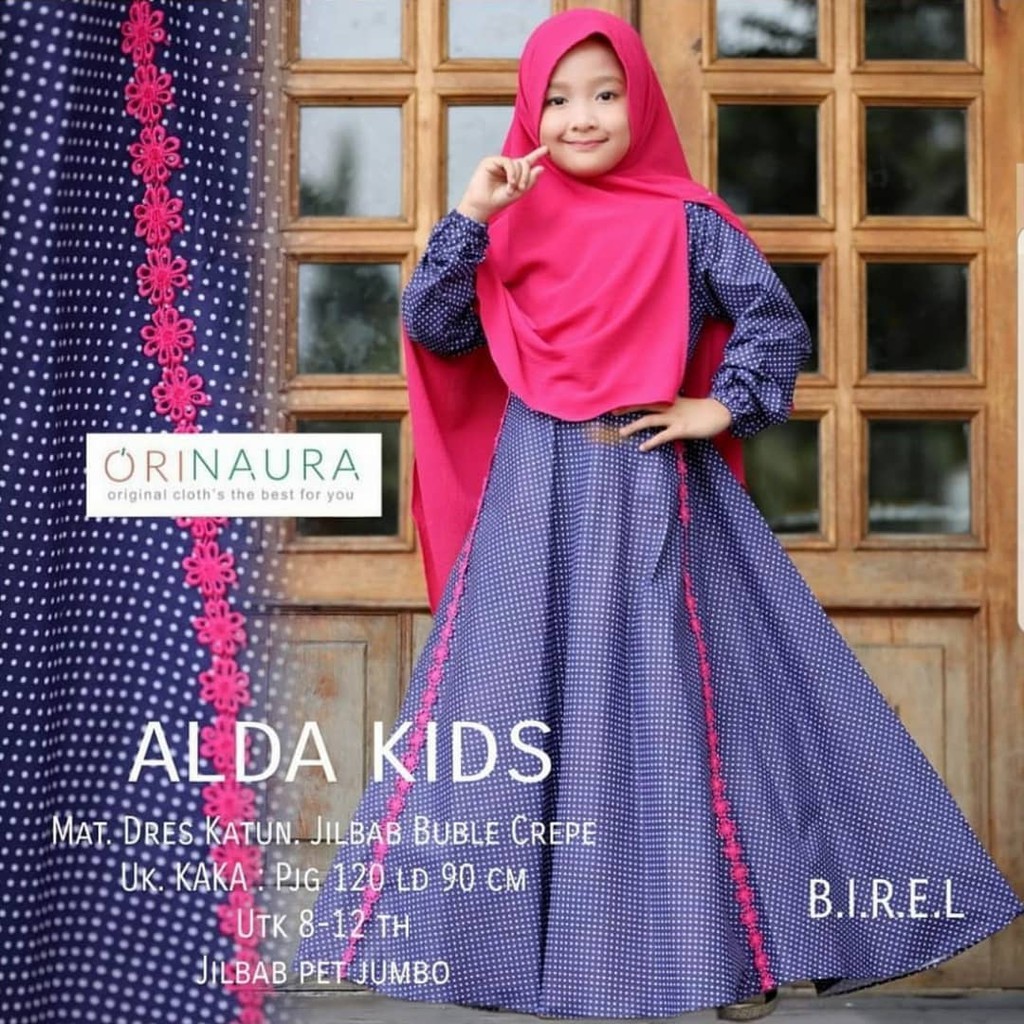 ALDA SYARI KIDS 8-12 Tahun Bahan KATUN Pakaian Muslim Anak Perempuan Baju Anak Terbaru 2020