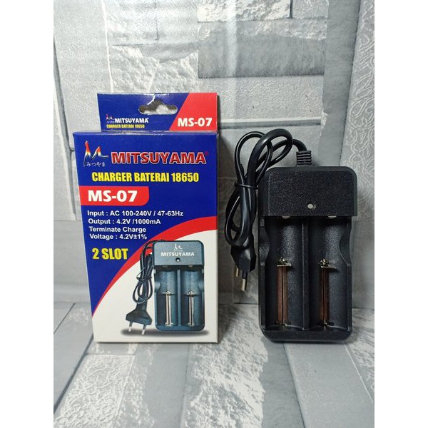 Charger Baterai 2 Slot Plus Kabel MS-07 Bisa Berbagai Ukuran Baterai Original Mitsuyama