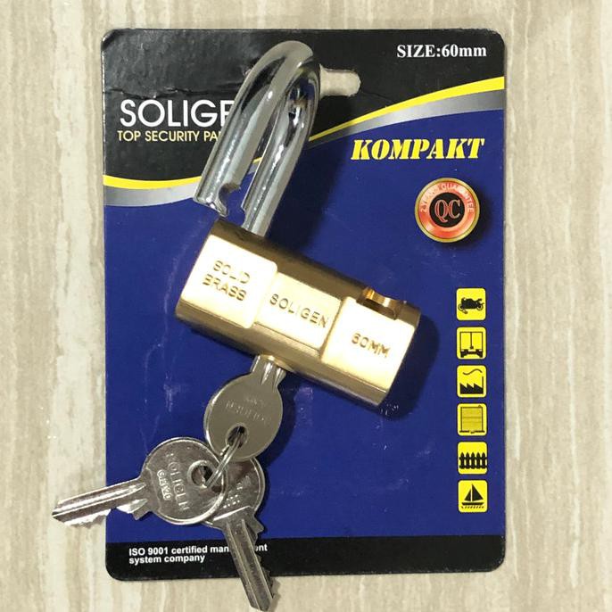 Hemat Gembok Soligen 60Mm Kuningan/Gembok V Soligen 60Mm /Gembok Anti Potong Berkualitas