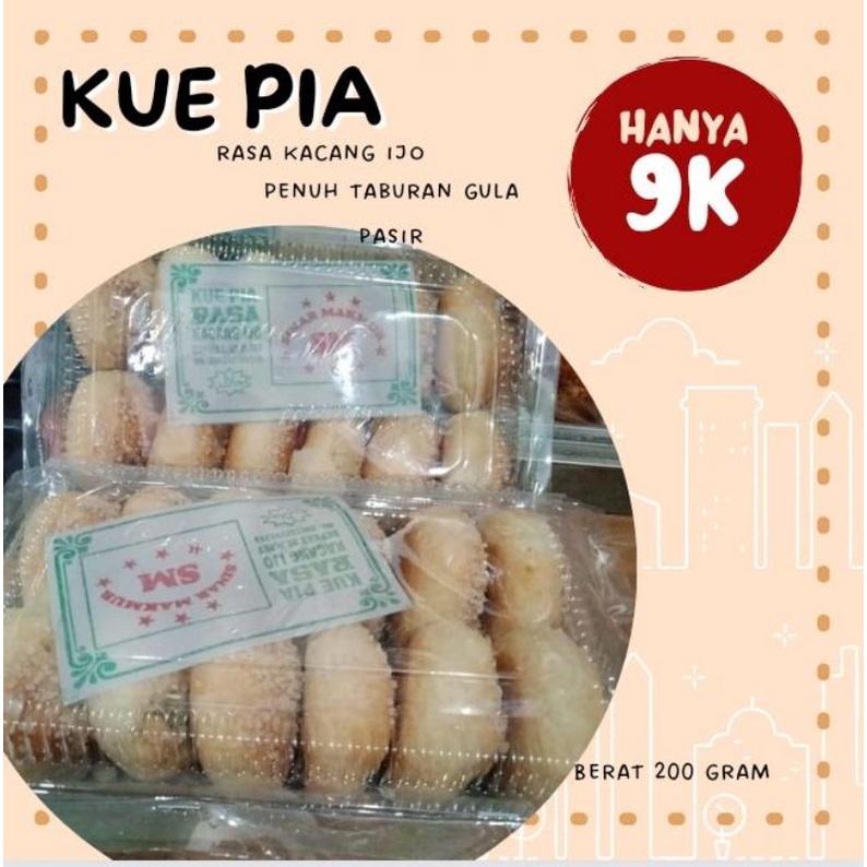 

Kue Pia Rasa Kacang Ijo Penuh Taburan Gula Pasir, Kue Dengan Rasa Khas Yang Cres Dimulut, Oleh-Oleh Khas Purwokerto(Berat 200 Gram)