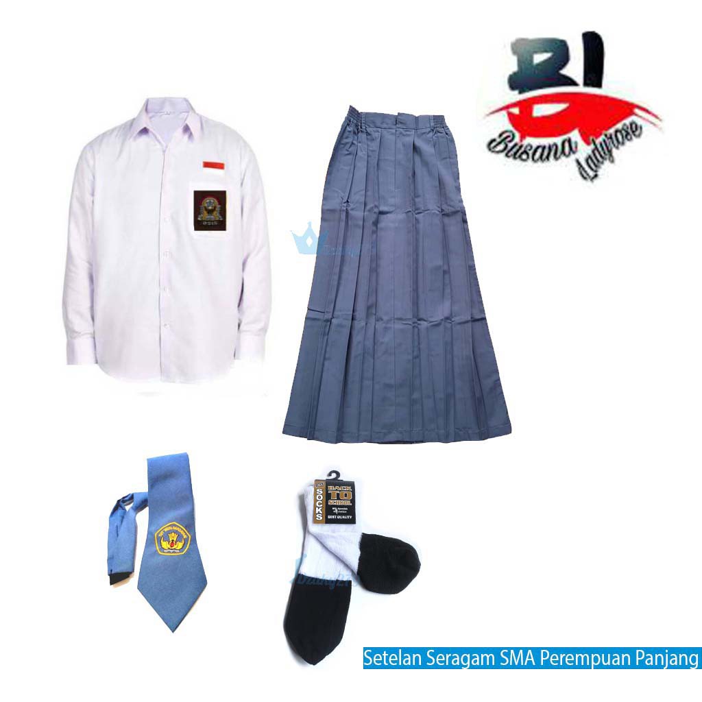 Setelan Seragam SMA Perempuan Lengan Panjang / Seragam SMK Perempuan Lengan Panjang
