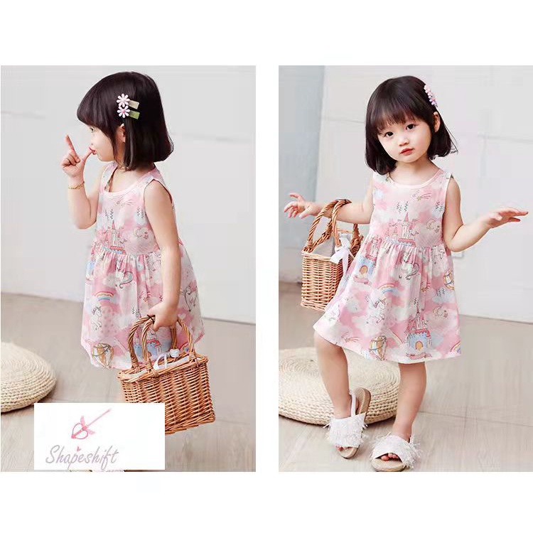 KF CAT Dress Anak Perempuan Import / Printed Dress Anak Cewek /Gaun Anak Bahan Katun Gaya Kasual Untuk Usia 3bulan - 3 tahun-3