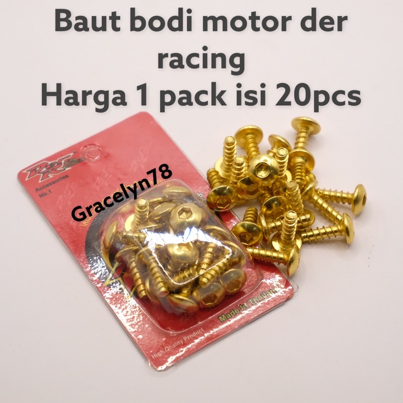 baut body probolt yamaha gold DER THAILAND kunci L harga 1 pack isi 20  FOURSIX_46