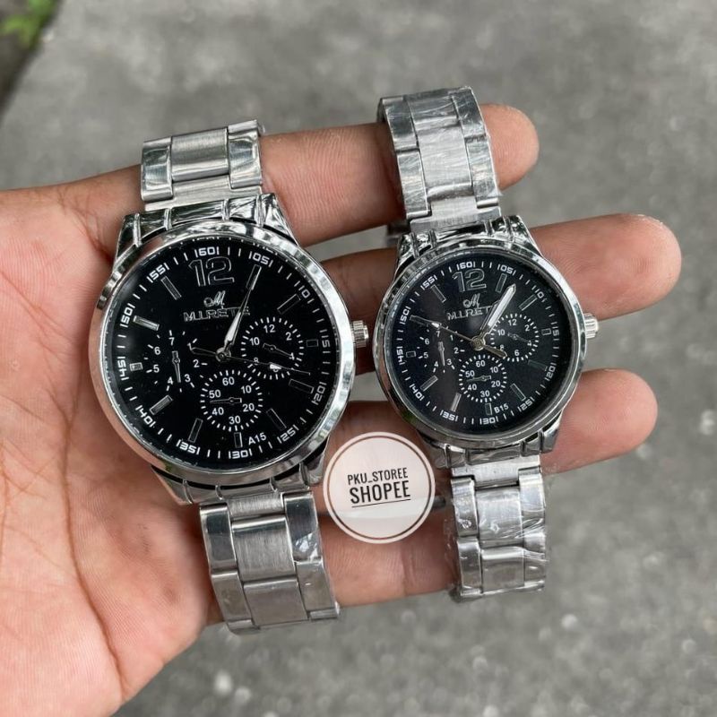 (Couple) Bess Seller Jam Tangan Couple Mirete Murah Strap Stainliss Tahan Air//JAM Tangan Pria/Wanita Model Analog Kekinian//Jam Tangan Pria/Wanita Terlaris Free Btre Cadangan Cod