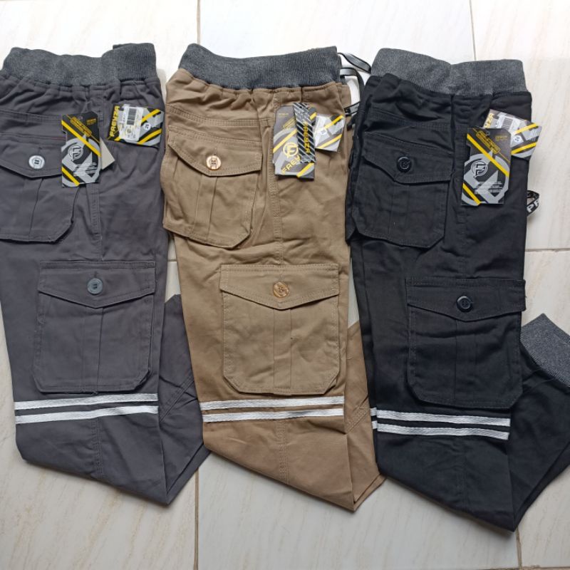 Celana Jogger cargo Panjang Anak Laki 6-8Tahun Pingang karet