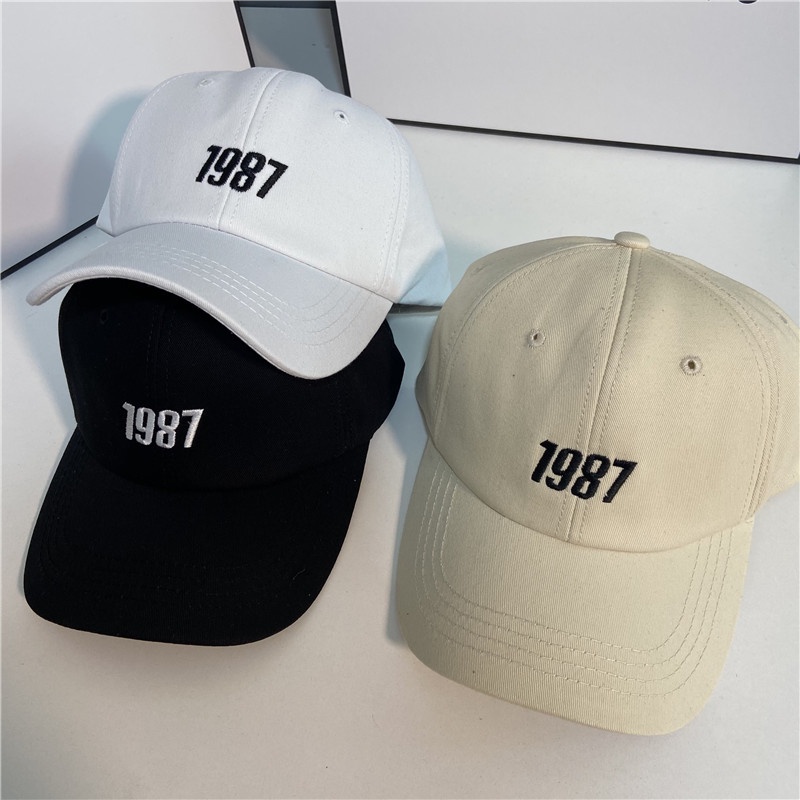 1987 Topi Baseball Casual Desain Alfabet Gaya Korea Untuk Pria / Wanita