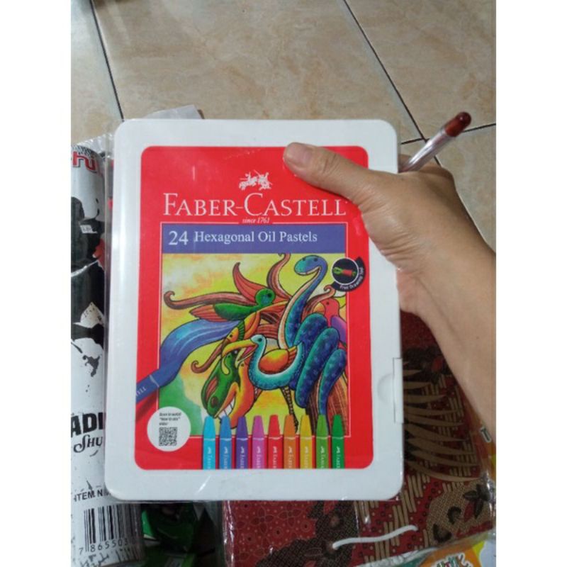 

crayon Faber castell 24 warna/ 24 hexagonal oil pastels