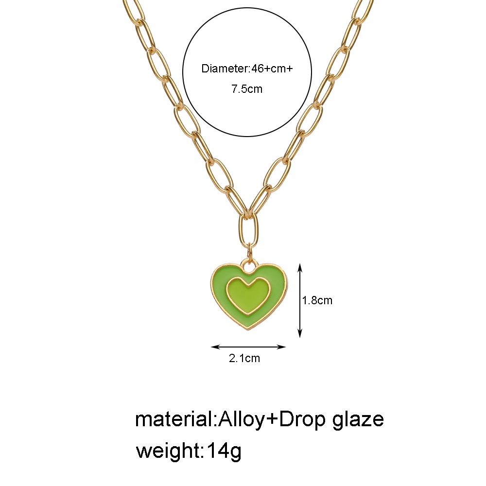 Heart Shape Gold Necklace Colorful Gradient Couple Chain for Women Jewelry Fashion Accessories