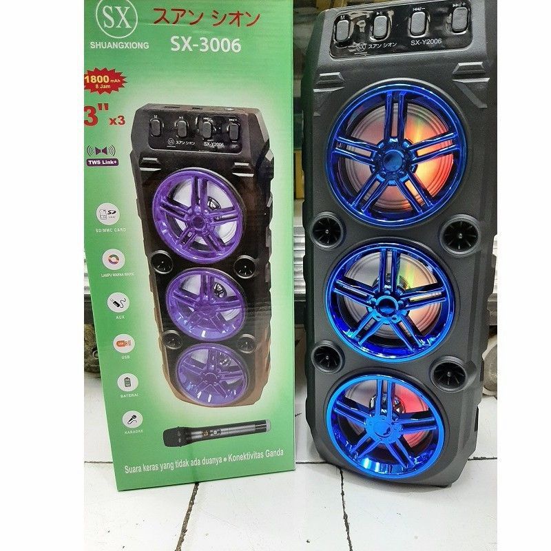 COD SPEAKER BLUETOOTH KARAOKE SX-3006 PLUS MICROPHONE X-BASS//SPEAKER SALON AKTIF SX-3006