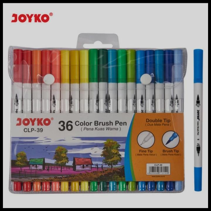 

Dual Color Brush Pen Pena Kuas Spidol 2 Kepala Joyko 36 Warna Clp-39