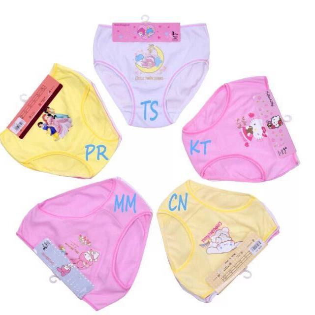 3pcs Panties Celana Dalam Anak Perempuan Motif Bahan Katun