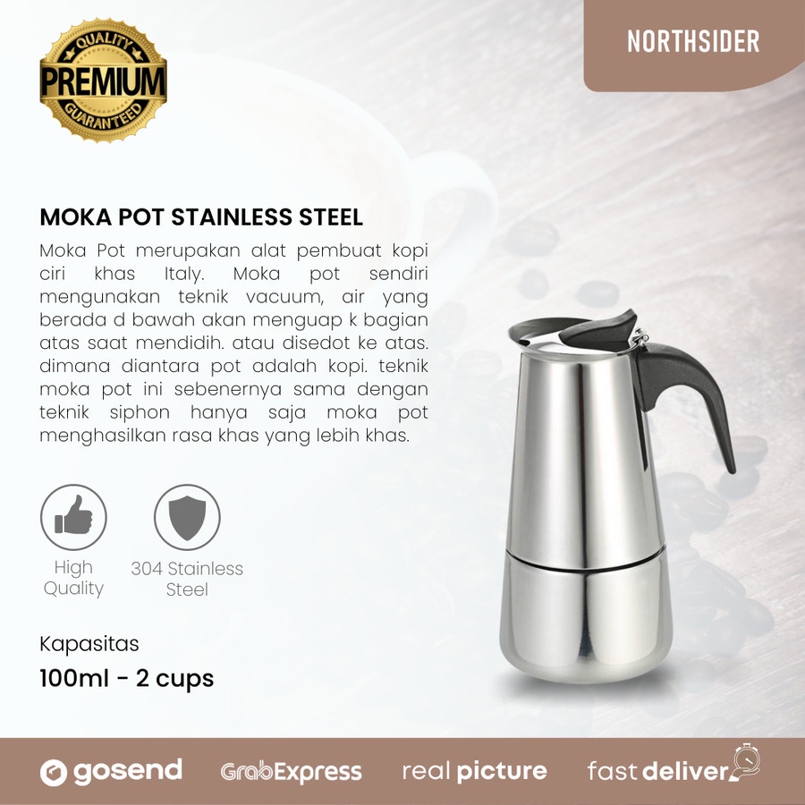 MOKA POT STAINLESS STEEL - COFFEE ESPRESSO MAKER MOKAPOT