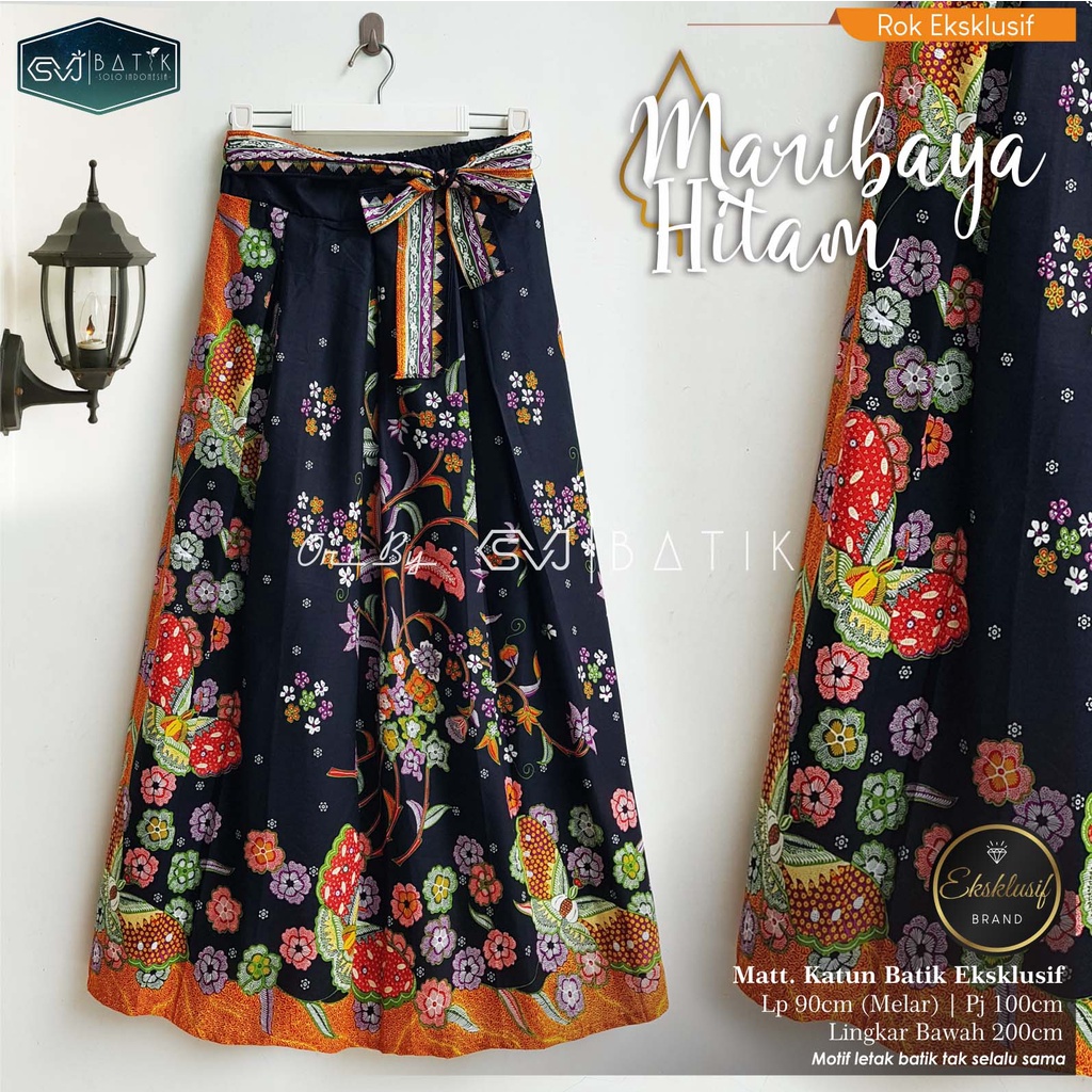 ROK BATIK ALUSAN SINARAN LANNA BAWAHAN BATIK WANITA TERKINI ORI KESHWA MURAH ORIGINAL REALPICT-Maribaya Hitam