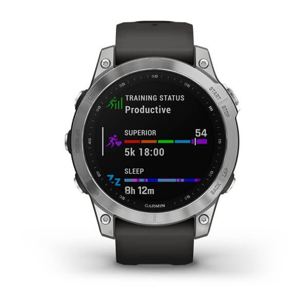 Garmin Fenix 7 Silver w/ Graphite Silicone Band - Garansi Resmi TAM 2 Tahun