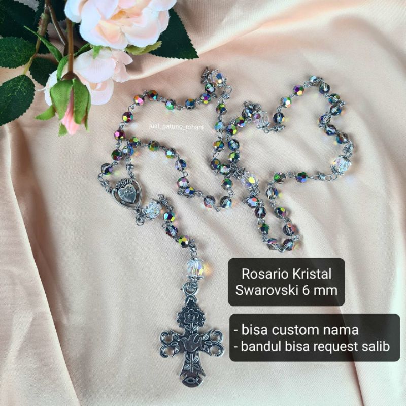 Rosario Kristal Swarovski 6 mm vitrail