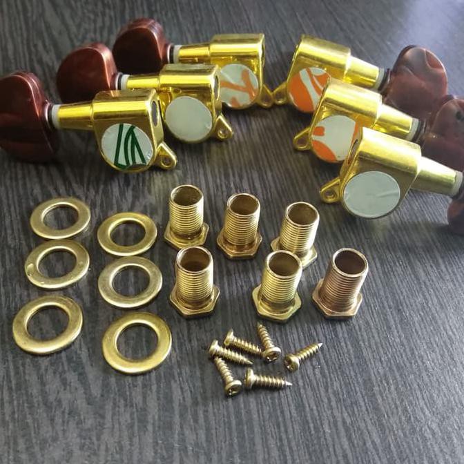 READY COD Dryer Tuning Machine Head Tuner Gitar Akustik Elektrik Gold 3x3 R L PROMOKode 2809