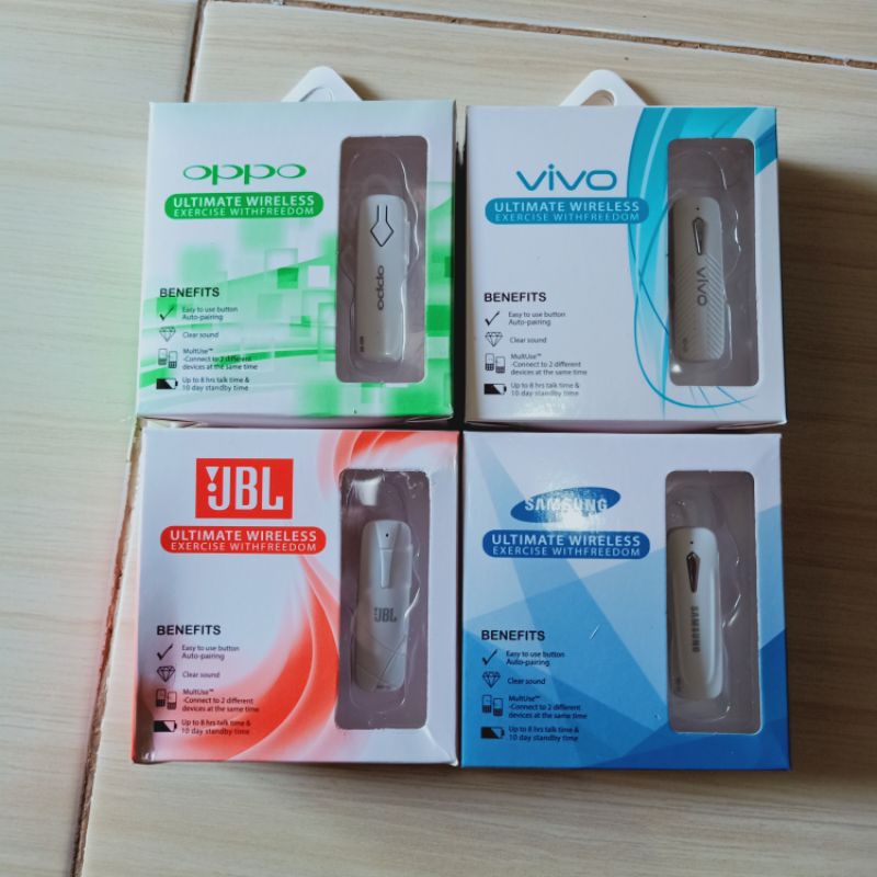 Headset Bluetooth Single Vivo Oppo Samsung JBL Earphone Handsfree