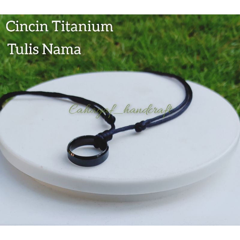 Kalung Cincin Titanium Hitam Polos Bisa Tulis Nama