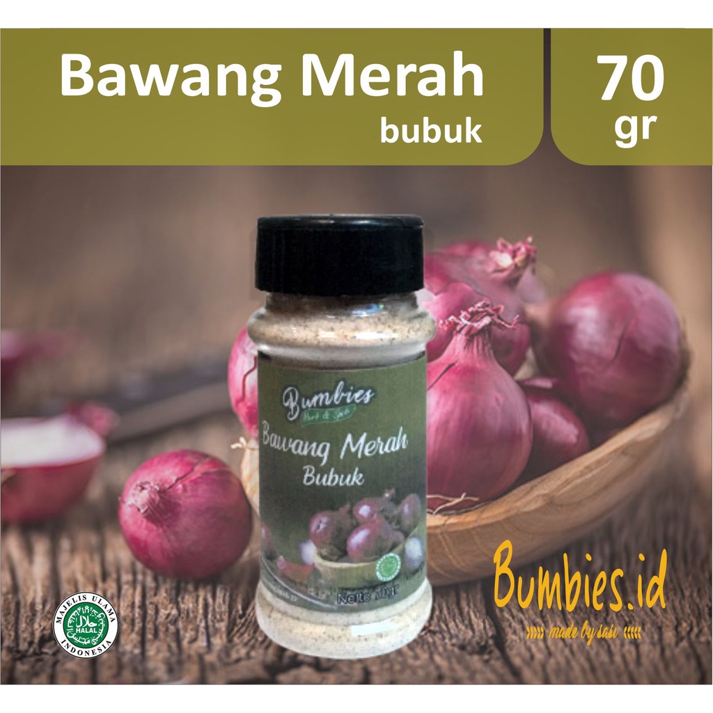 Bumbies Product Bawang Merah Bubuk 70gram | red onion powder | Penyedap Rempah Rempah | Bumbu Instan Botol