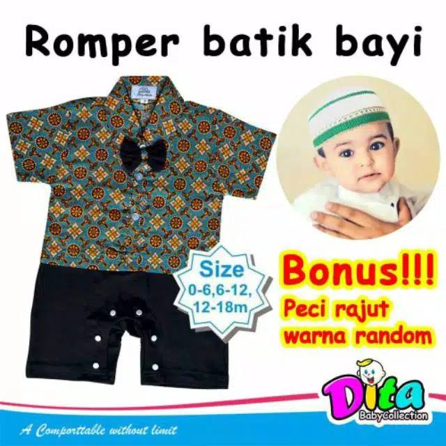 BONUS PECI)ROMPER KOKO BATIK BAYI ROMPER BATIK ROMPER BORDIR ROMPER BAJU MUSLIM