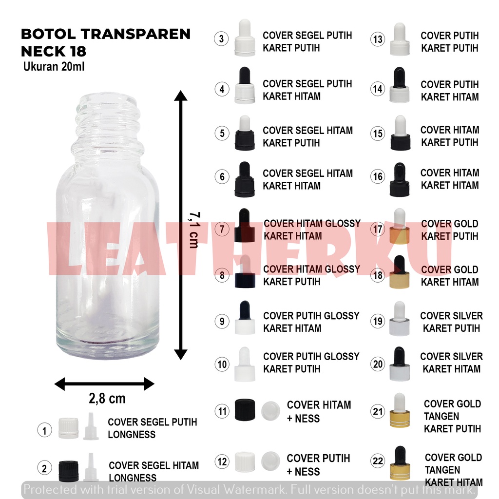 Botol Kaca Pipet Import 20 ML Transparent