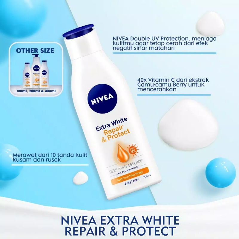 NIVEA Body Lotion 400 ML Skin Care Extra White Repair and Protect SPF15 400ml