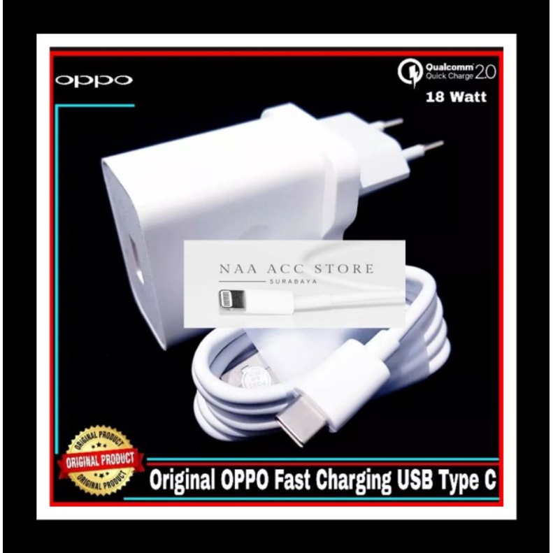 Charger OPPO ORIGINAL A55 A54 A53 A52 A91 A92 A5 A9 (2020) RENO 3 RENO 4F 18W 18WATT 30W 30WATT TYPE C