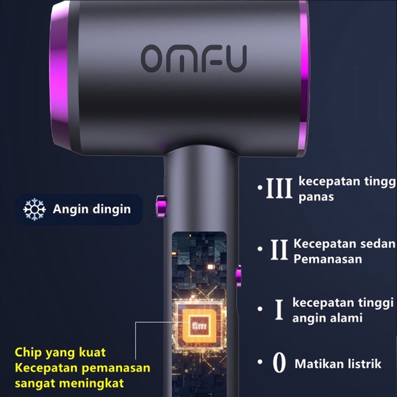 Hair dryer Omfu ORIGINAL salon kecantikan 450W professional alat hair dryer low watt pengering rambut dyson Konversi panas dan dingin Perawatan Rambut Suhu Konstan