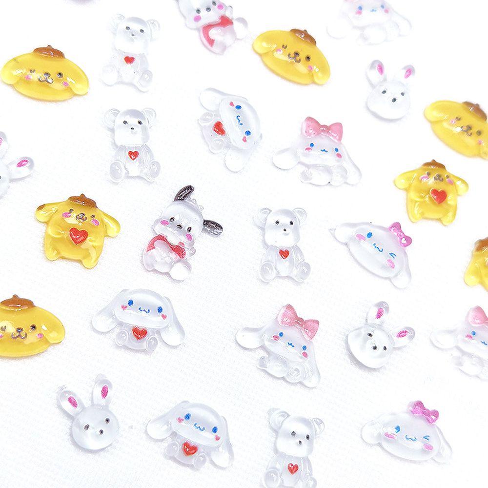 Agustina DIY Dekorasi Nail Art Indah Kuromi Kartun Pikachu Hewan Flatback decor HelloKitty Bear AB Kristal Perhiasan Kuku