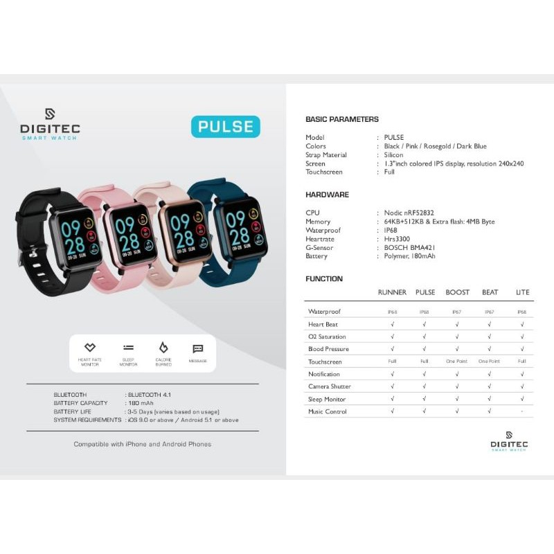 Jam Tangan Wanita Digitec Original Pulse Smart Watch Garansi 1 Tahun