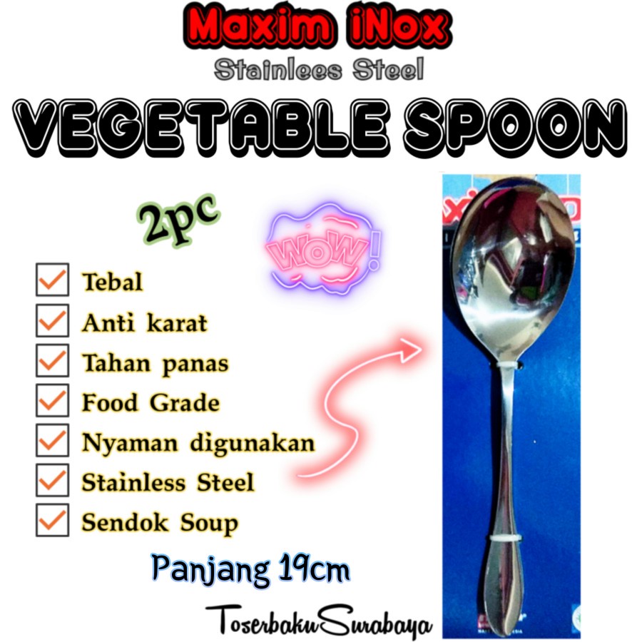 Maxim Sendok Sayur Aprilia 2 pcs Vegetable Spoon Stainless Steel