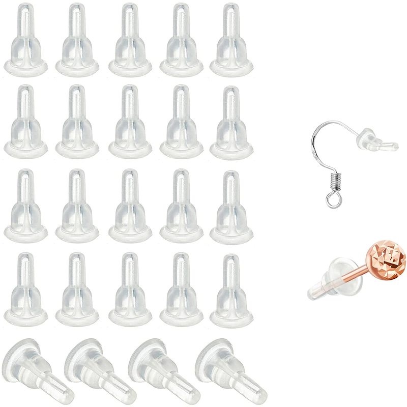 10pcs Stopper Anting Tusuk Bahan Silikon Transparan Anti Alergi Untuk Membuat Perhiasan DIY