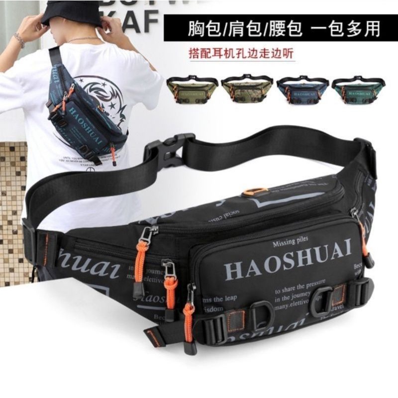 HAOSHUAI 5130 Tas Selempang Pria Waistbag Pria multifungsi importirbag