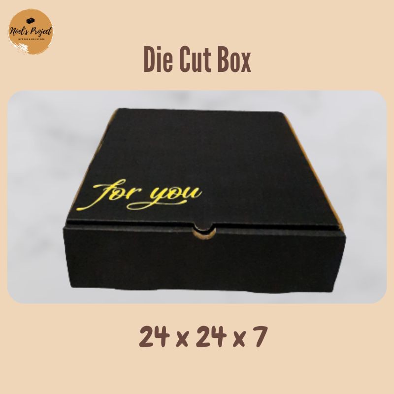 Kardus atau Die Cut Box ukuran 24x24x7 Hitam cocok untuk Box Hampers/Kotak Kado by @noelsproject.id