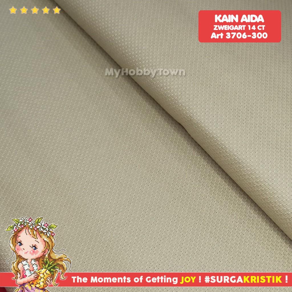 Kain Sulam Kristik Strimin Stern Aida 14ct Zweigart Art 3706 - 300 Brown Coklat Cokelat