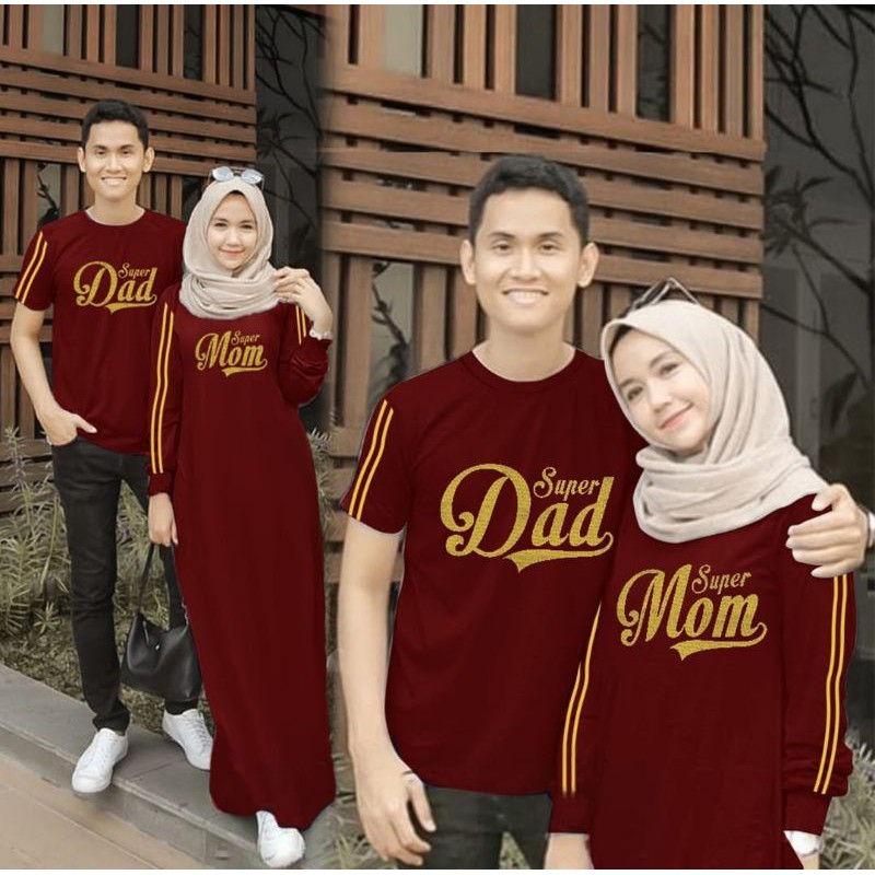 BAJU COUPLE MUSLIM TERBARU 2022 PASANGAN SYARI CP COUPLE SUPER MOM DAD