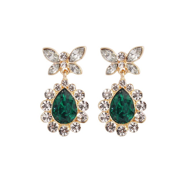 LRC Anting Tusuk Fashion Alloy Diamond Butterfly Drop Earrings F35258