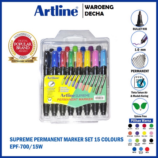 

ARTLINE Spidol Supreme Permanent Marker SET 15 Colours EPF-700/15CP