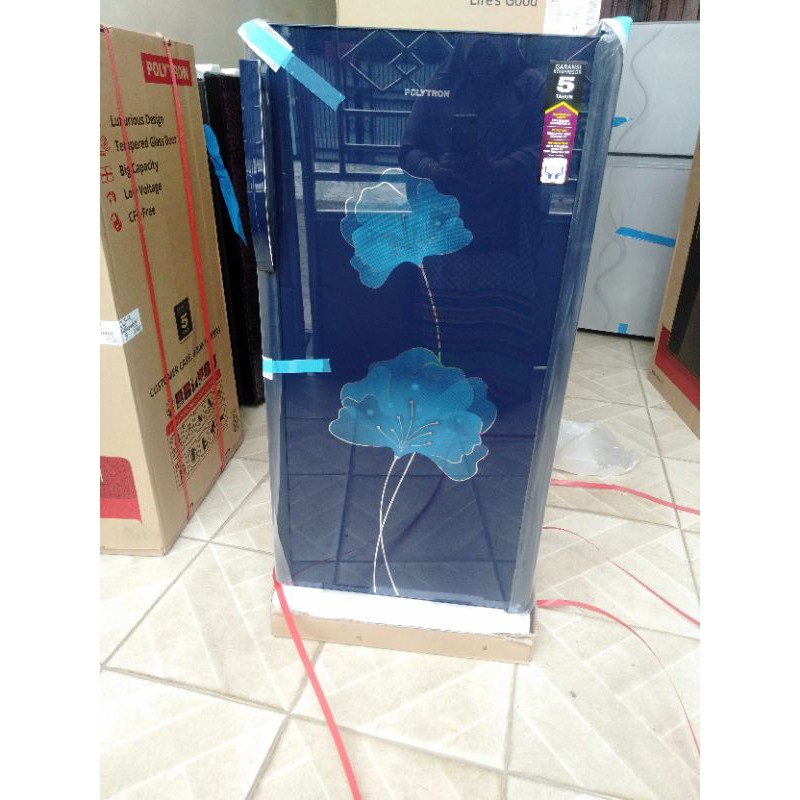 kulkas 1 pintu polytron PRO 16ANB glass door