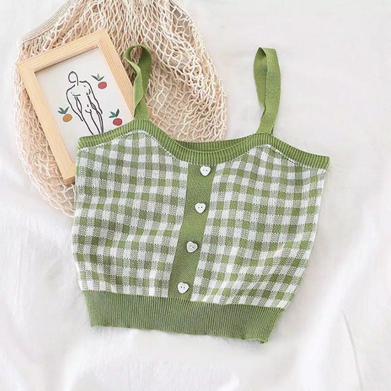 Ara Square Knit Crop Tank Top