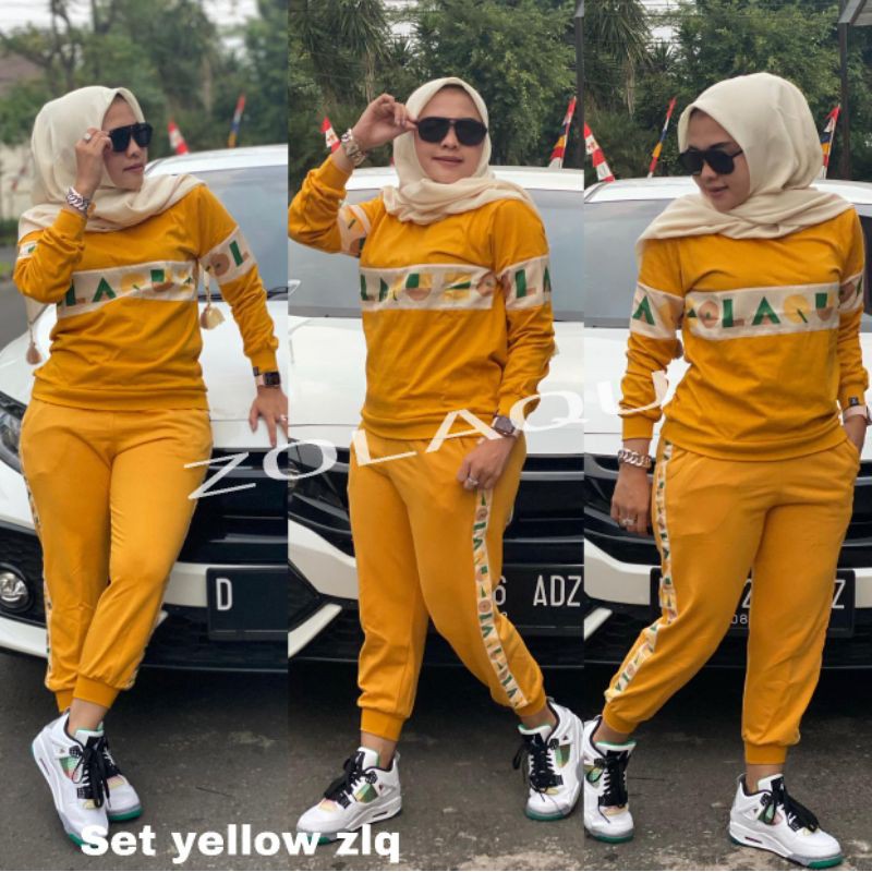 setelan celana zolaqu Ori kuning