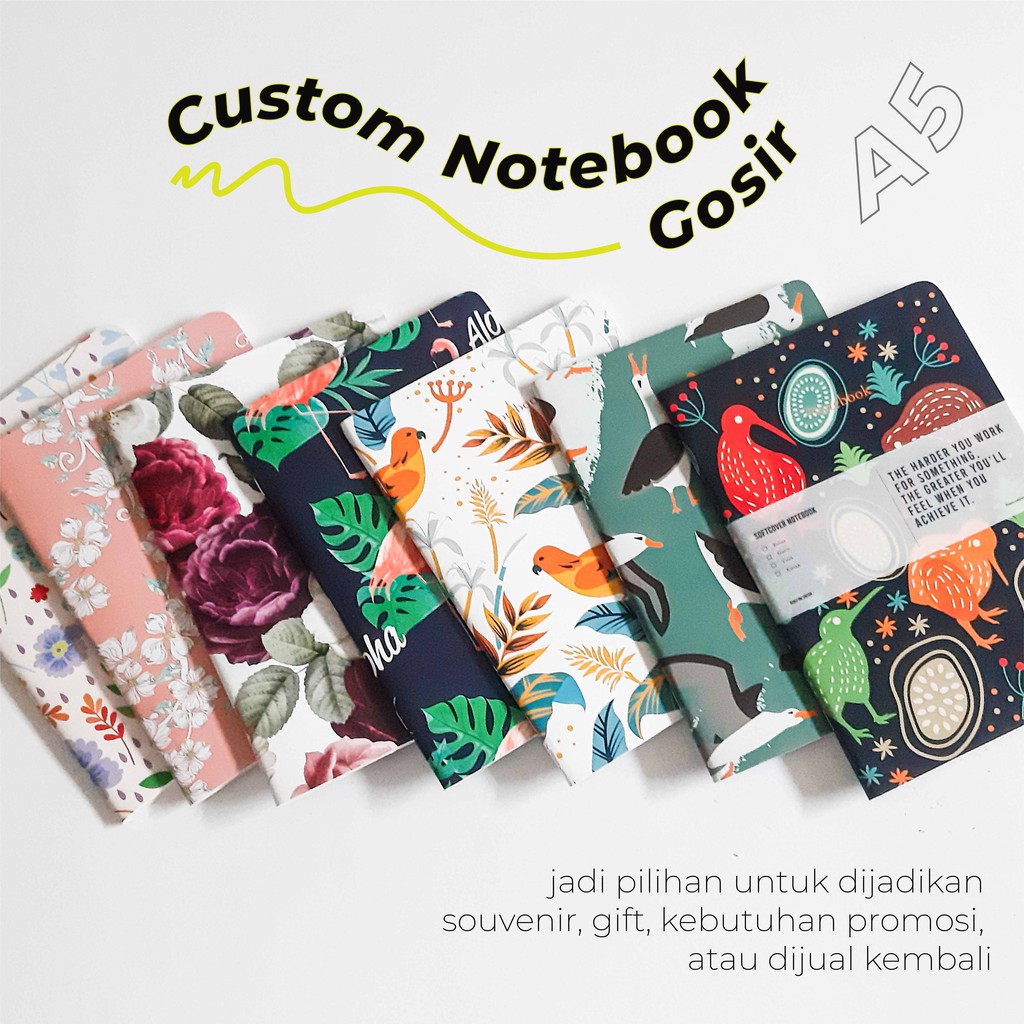 CUSTOM NOTEBOOK A5 GROSIR  ISI POLOS/ PRINT  - souvenir, merchandise, seminar kit, promosi