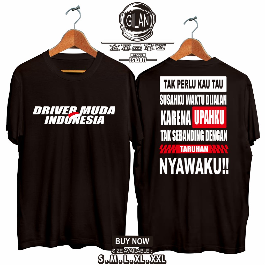 KAOS BAJU DRIVER MUDA INDONESIA TRUK CARRY PICKUP CANTER SS RACING OTOMOTIF -