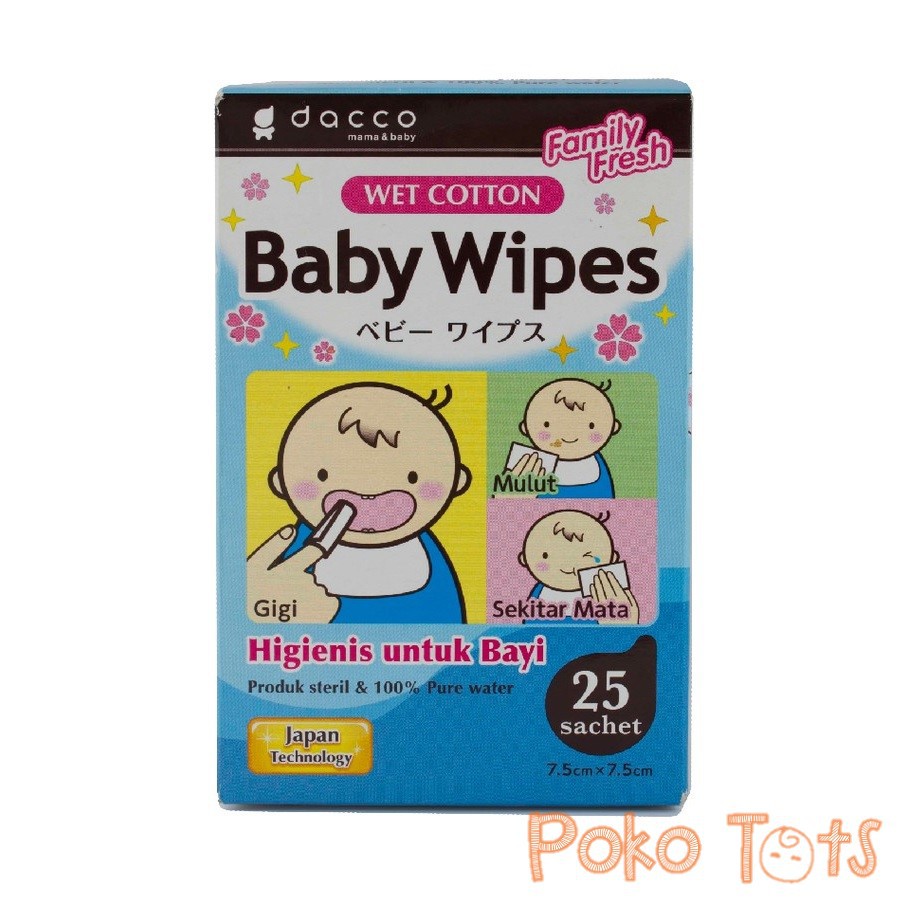 Dacco Baby Wipes Wet Cotton 25s Tissue Basah Bayi 25 sheet WHS