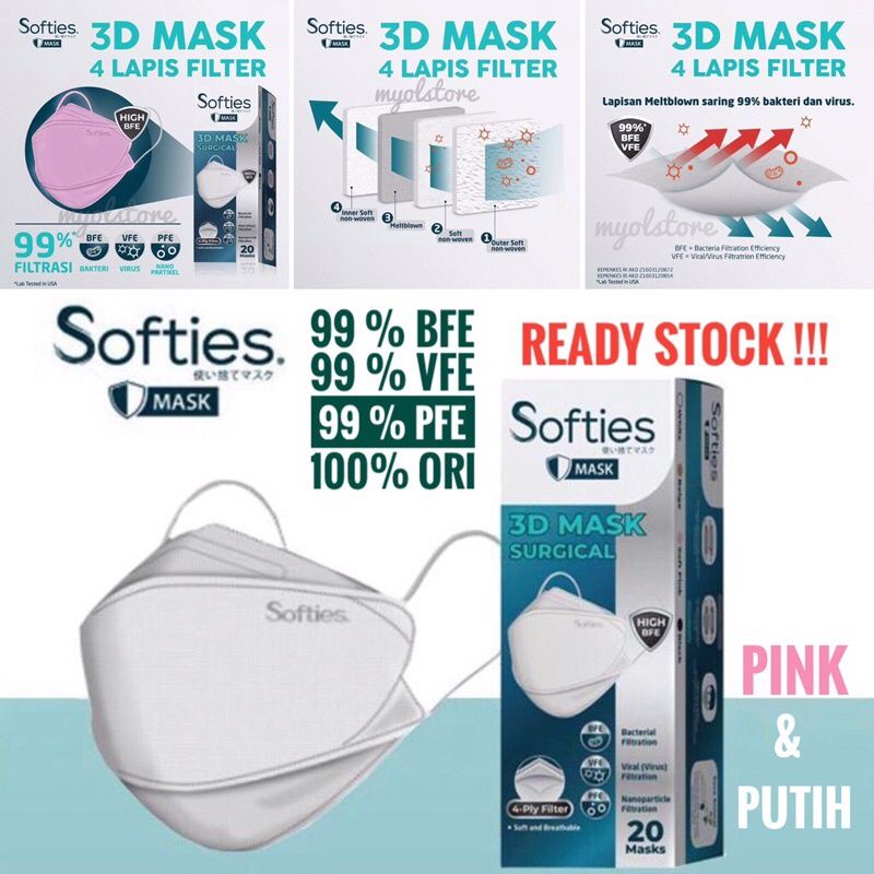 SOFTIES Masker 3D surgical 99% Filtrasi VIRUS