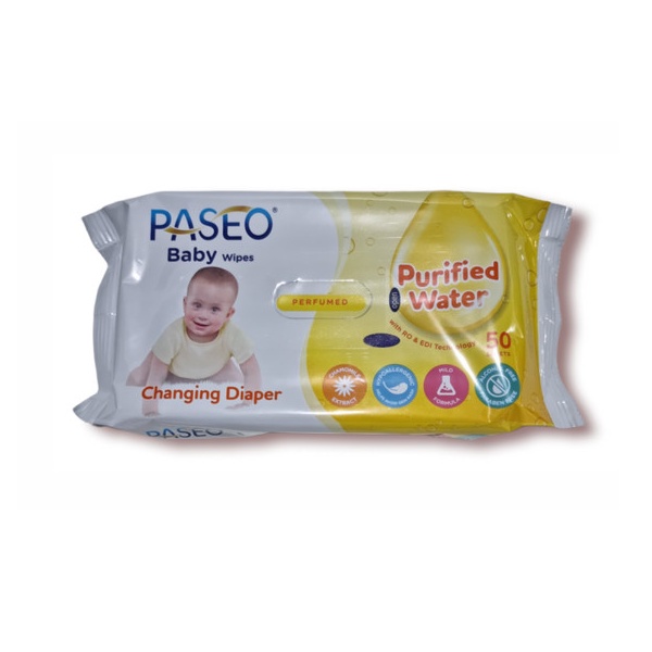 Tisu Basah PASEO Baby Wet Tissue Chamomile isi 50 sheets wipes