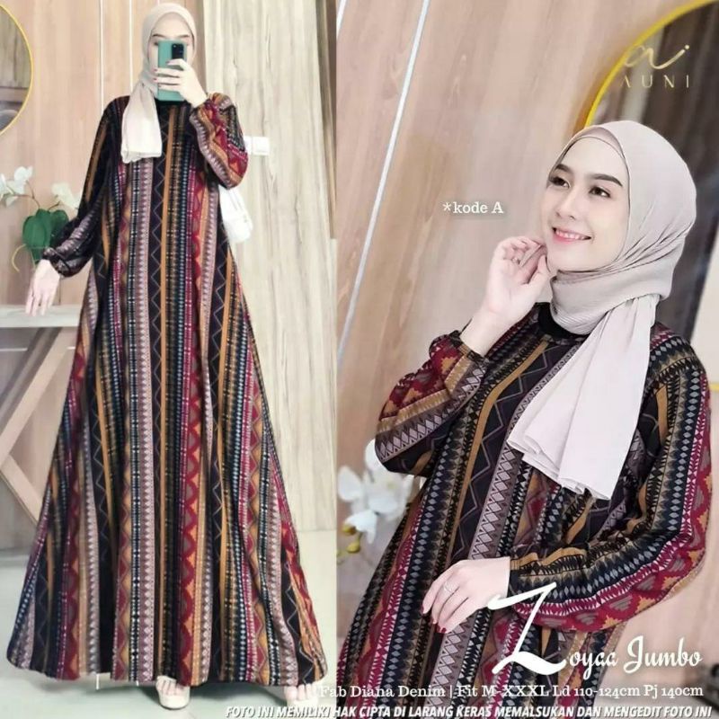 Zoyaa Jumbo Maxy, GAMIS WANITA MUSLIM JUMBO CANTIK FIT XXXL LD 110-130 BAHAN DIANA DENIM PREMIUM TERMURAH MODIS